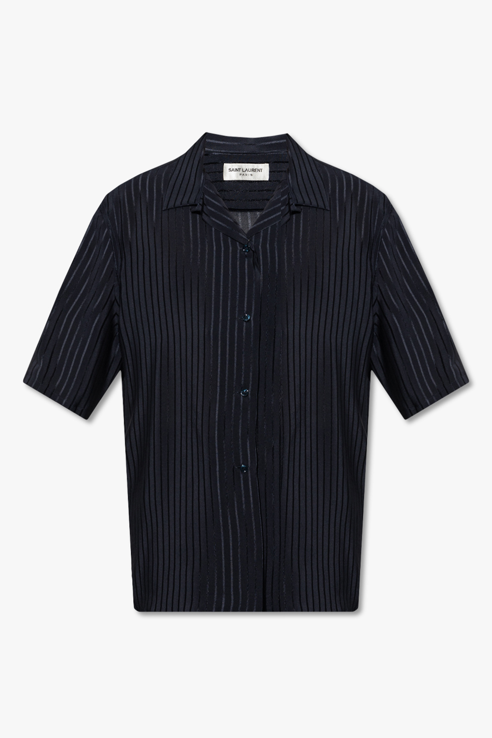★Saint Laurent★ Basic Short Sleeve T-Shirt Navy 749102Y37I SAINT LAURENT: viscose t-shirt with embroidered logo - Black